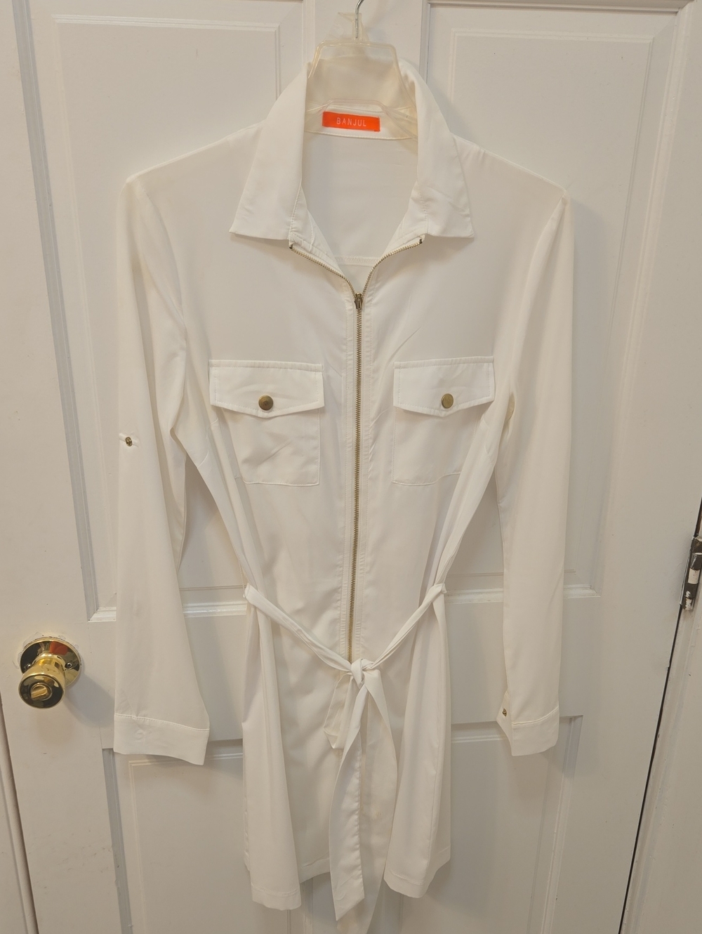 Rails White Zip-Front Dress with Tie Waist